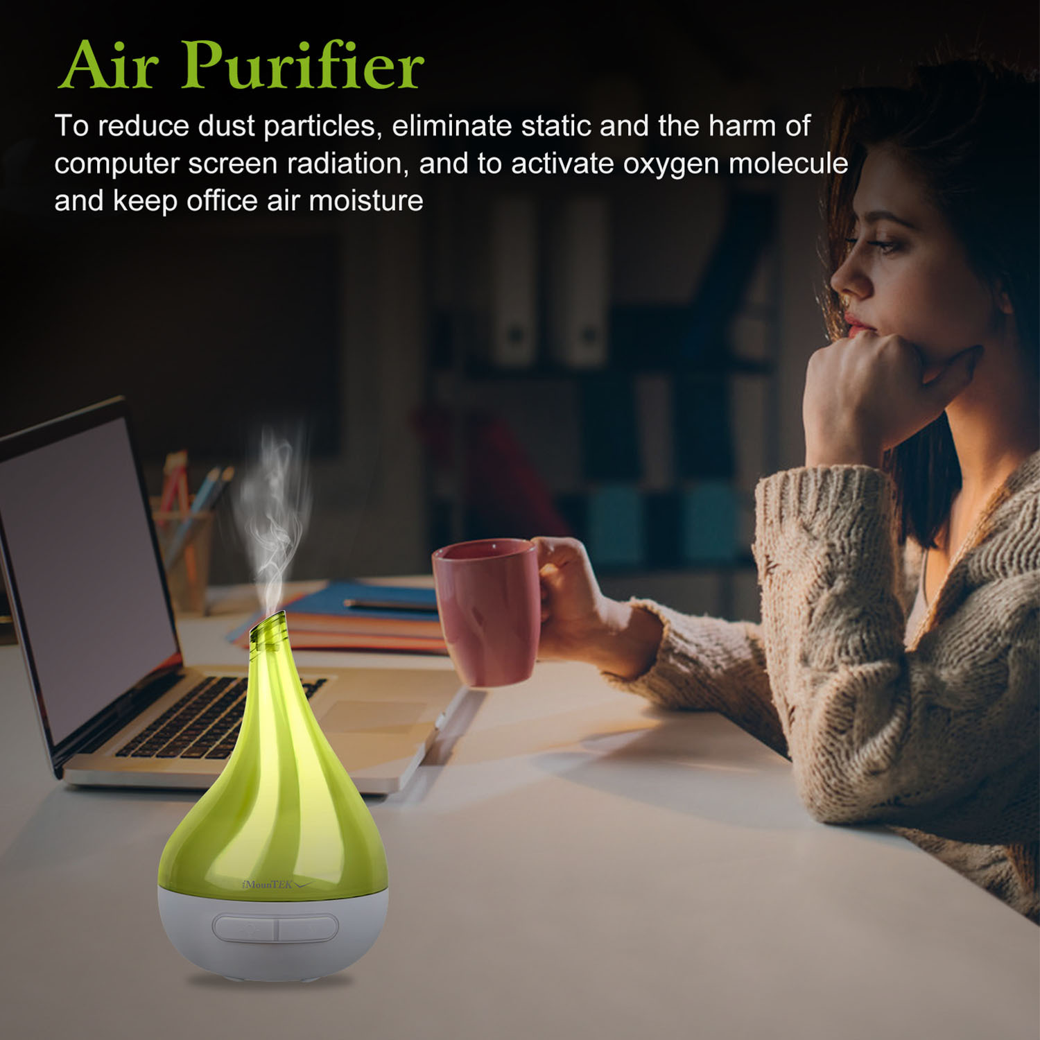 1Pc Drop Shaped Cool Mist Humidifier Ultrasonic Aroma Essential Oil Diffuser With LED Light For Office Home Room Vehicle Study Yoga Spa - Image 7