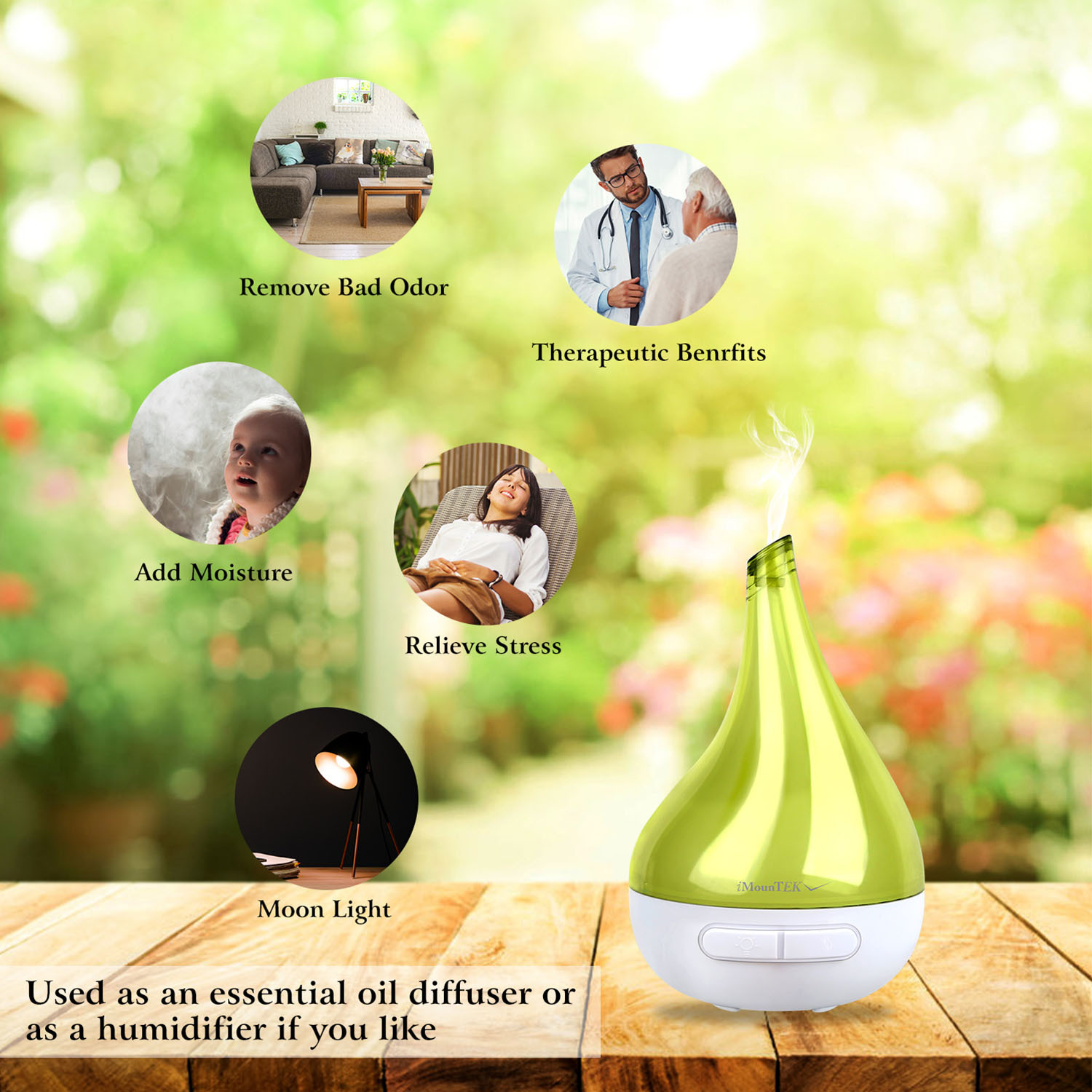1Pc Drop Shaped Cool Mist Humidifier Ultrasonic Aroma Essential Oil Diffuser With LED Light For Office Home Room Vehicle Study Yoga Spa - Image 6