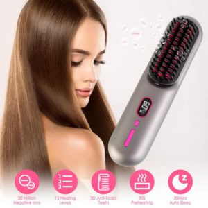 Cordless hair straightener brushz