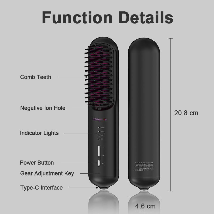Cordless beard hair straightener brush - Image 4