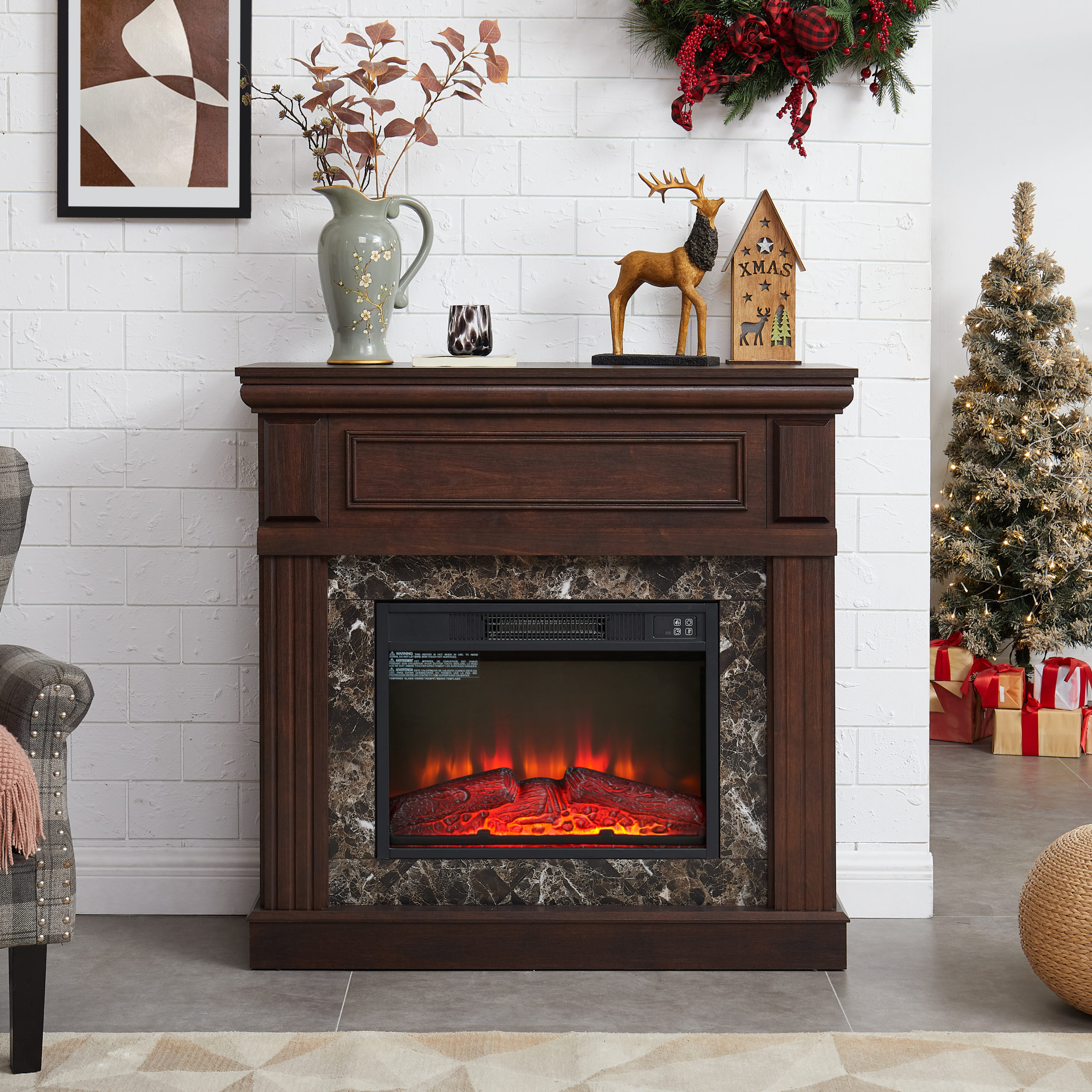 Electric fireplace with mantel - Image 4