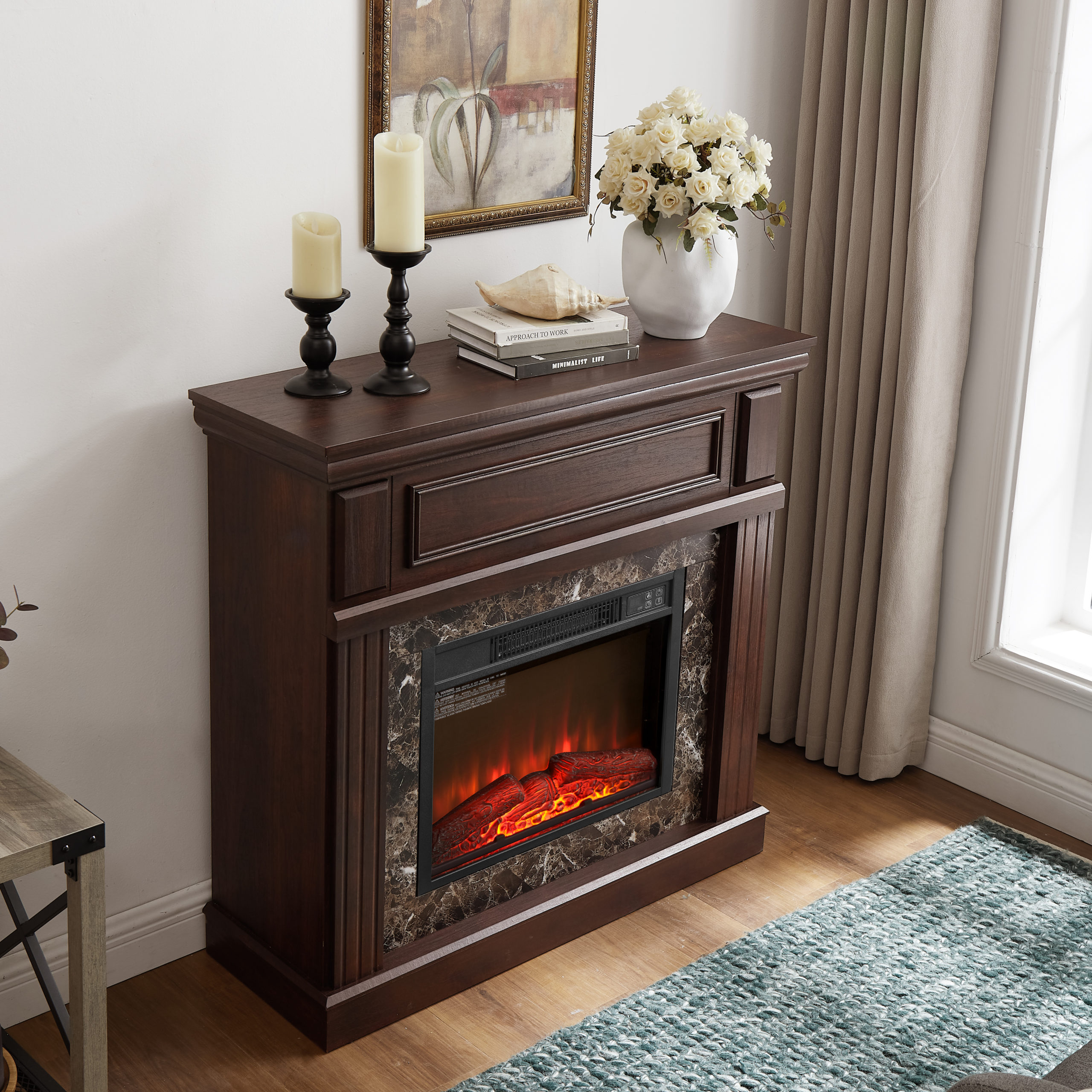 Electric fireplace with mantel - Image 3