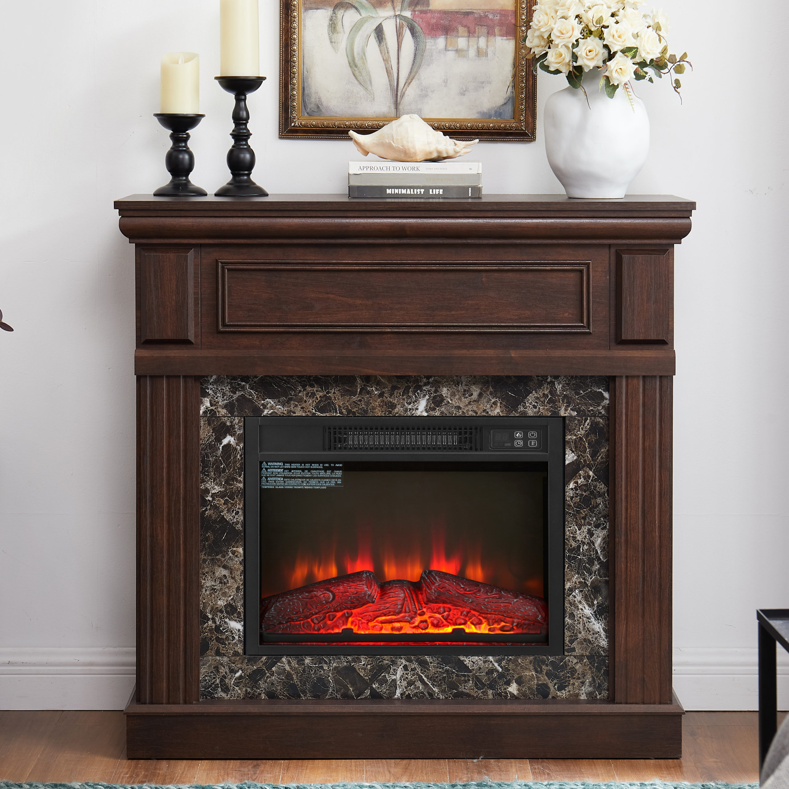 electric fireplace with mantel